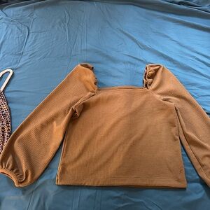 Madewell Tan Puff Sleeve Blouse
